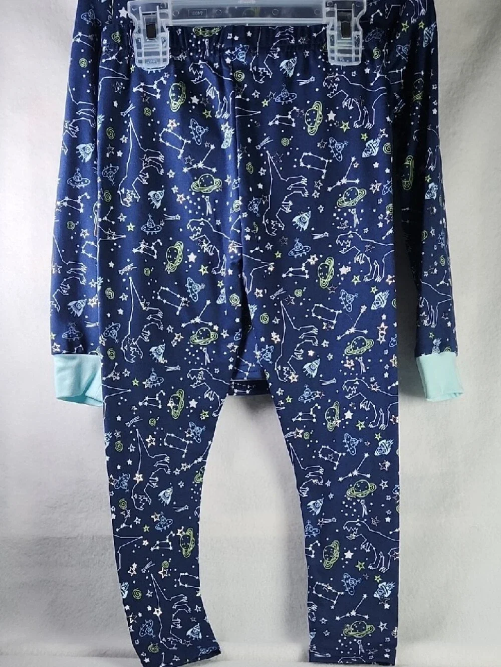 Boys Navy Space 3pc Print Pajama Set with Slippers